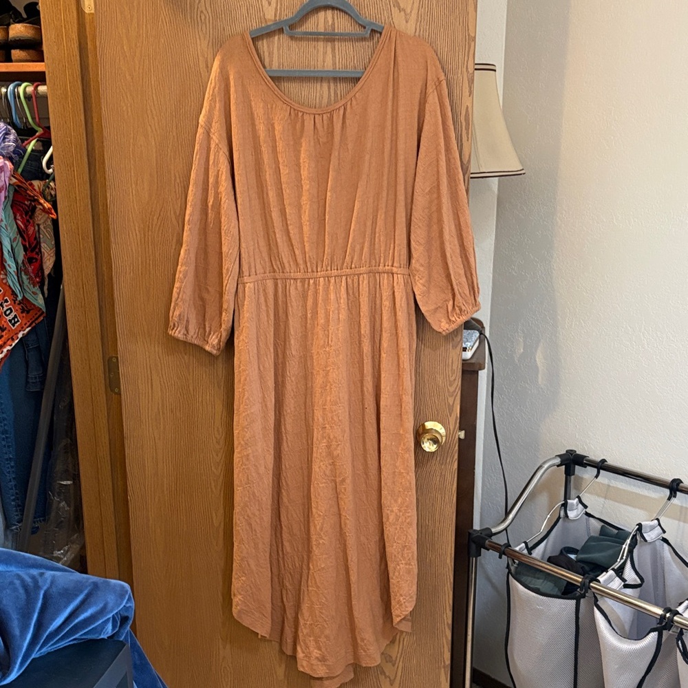 Free People Tan Long Sleeve Dress